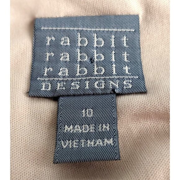 RABBIT RABBIT RABBIT DESIGNS Beige Trumpet Sleeve Lace Shift Dress Cottage Sz 10 - Picture 3 of 6